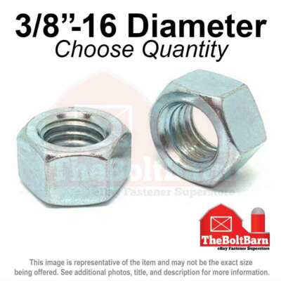 3/8''-16 Grade 2 Finished Hex Nuts Coarse Thread (Pick Quantity & Finish)