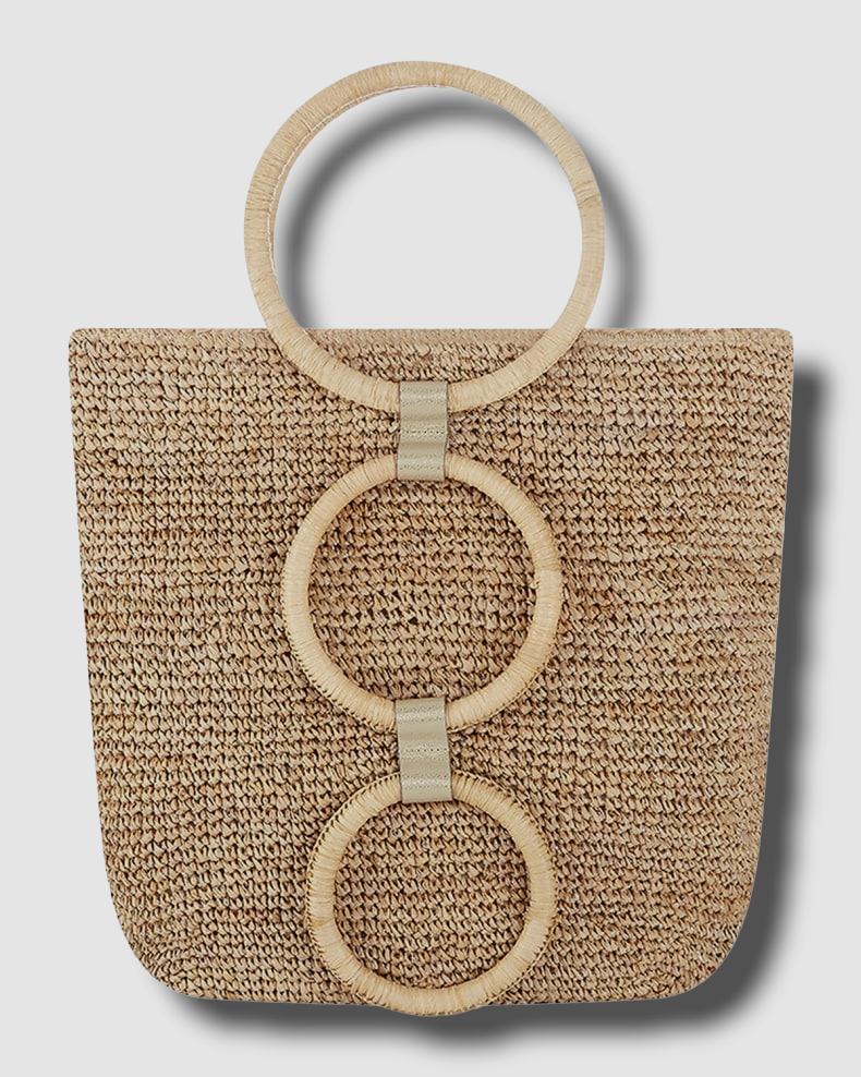 $221 Flora Bella Women's Beige Venlo Crochet Raffia Leather Trim