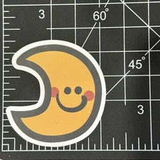 Yellow Moon Happy Smiling Cartoon Matte- Vinyl Decal Sticker Bomb Kawaii Fun