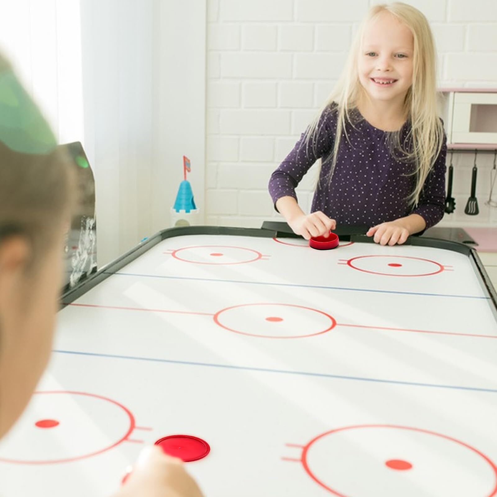 1 Set Mini Air Hockey Pushers and Air Hockey Pucks Great Goal Handles Pushers...