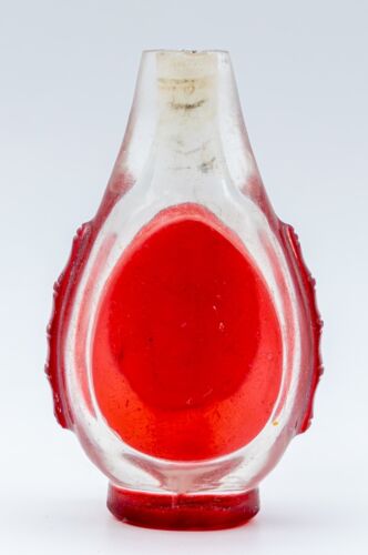 OLD Chinese RED PEKING GLASS SNUFF BOTTLE Marked Qing Period (1780-1860) - Picture 1 of 10