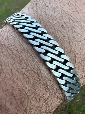 #ad #ad Custom Double Miami Cuban Figure Eight Link Bracelet 12mm Wide Real 925 Silver $364.80