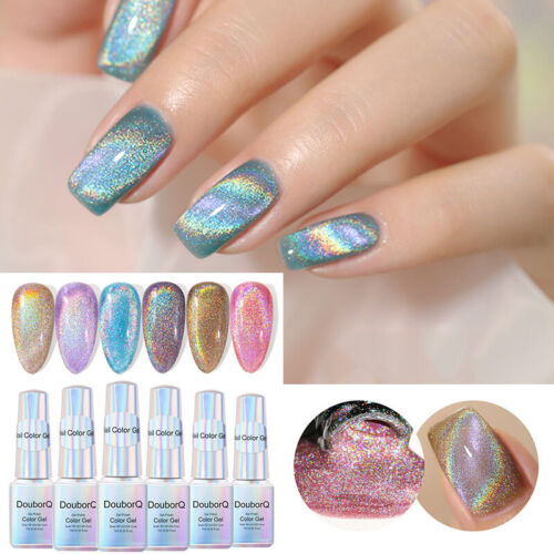Women Rainbow UV Gel Glitter Nail Lacquer Shiny Effect Fashion Manicure Decor - Picture 1 of 23