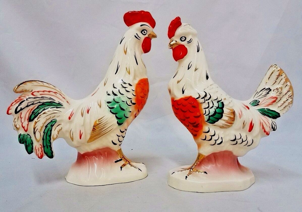 Vintage Rooster Hen Czechoslovakia Porcelain Czech Chicken Birds