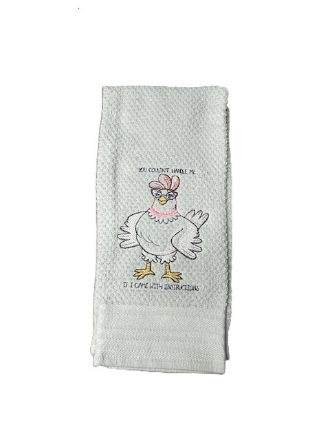 Funny Sarcastic Chicken Kitchen Dish Towel mint green farmhouse snide humorous