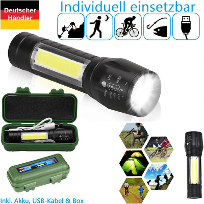 Mini LED Taschenlampe Aufladbar USB Super Hell Akku Seitenlicht Box SL303 Small