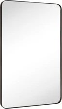 24X36'' Oil Rubbed Bronze Bathroom Mirror Bronze Metal Framed Rounded Rectangle
