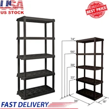 Heavy Duty 5 Tier Rack Plastic Storage Shelf Home Garage Shelving Unit Shelves