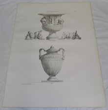 1818 Print//Greek & Roman Sculptures///VASES//Two Illustrations///B