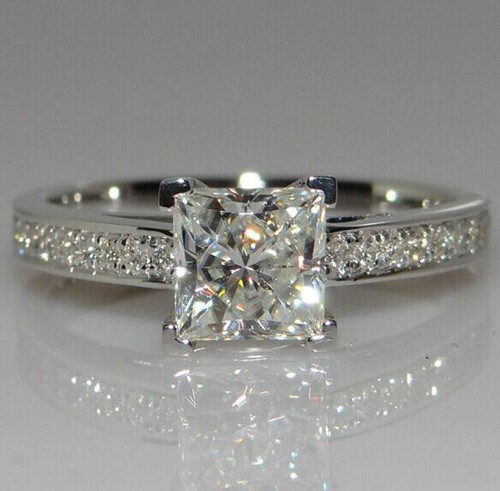 Artificial Sapphire Birthstone Silver Wedding Bridal Ring Gift Size 5-10 - Picture 10 of 10