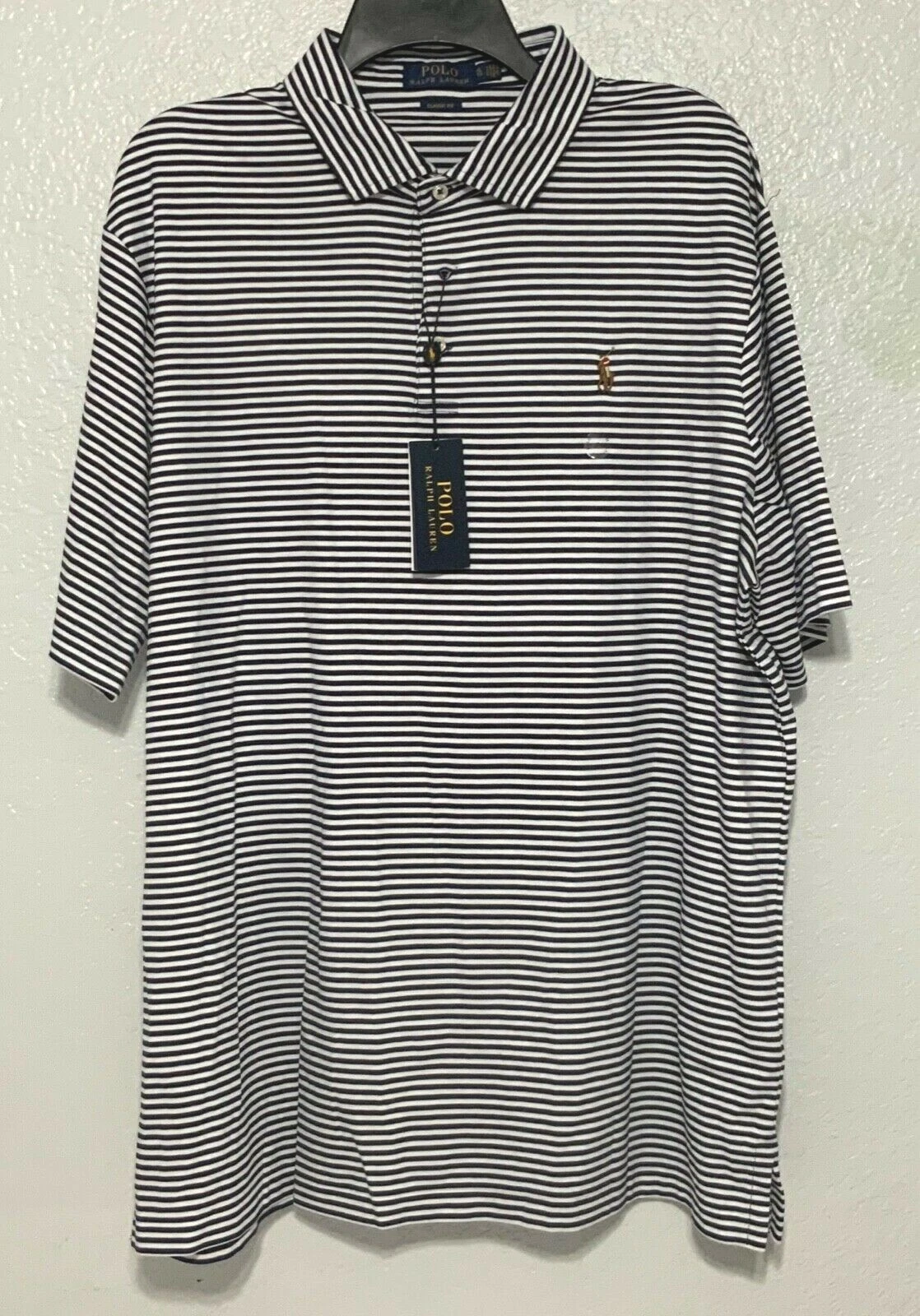 Polo Ralph Lauren Men's Classic fit Mesh Polo Shirt Navy/White Stripe XL 2XL NWT