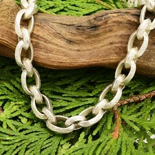 New Sterling Silver 925 Designer Keith Jack Hammered Cable Chain Necklace 20 1/2