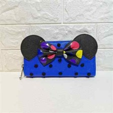 Loungefly x Disney Minnie Mouse Blue Polka Dot Sequin Bow Wallet New