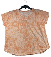 Style and Co Blouse Womens size XL Coral Vneck Dolman Sleeve Linen Blend New