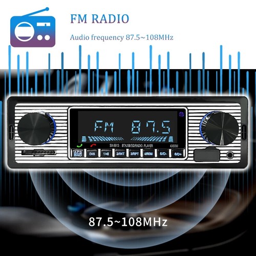 Bluetooth Vintage Autoradio FM Lettore MP3 USB Classico Stereo Ricevitore Audio AUX - Foto 10 di 13