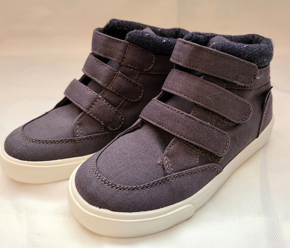 Old Navy New Casual Boys Shoes Size 10C High-Top Fastener Straps Gray White - Image 2 of 4