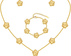 Gold Necklaces Bracelets Earring Set - 18K Gold Plated Flower Bracelet Chain,Sta 7445026130172
