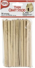 12 Pack - Pepperell Crafts Thin Craft Sticks 75/Pkg-5.75"X0.25" - WP12
