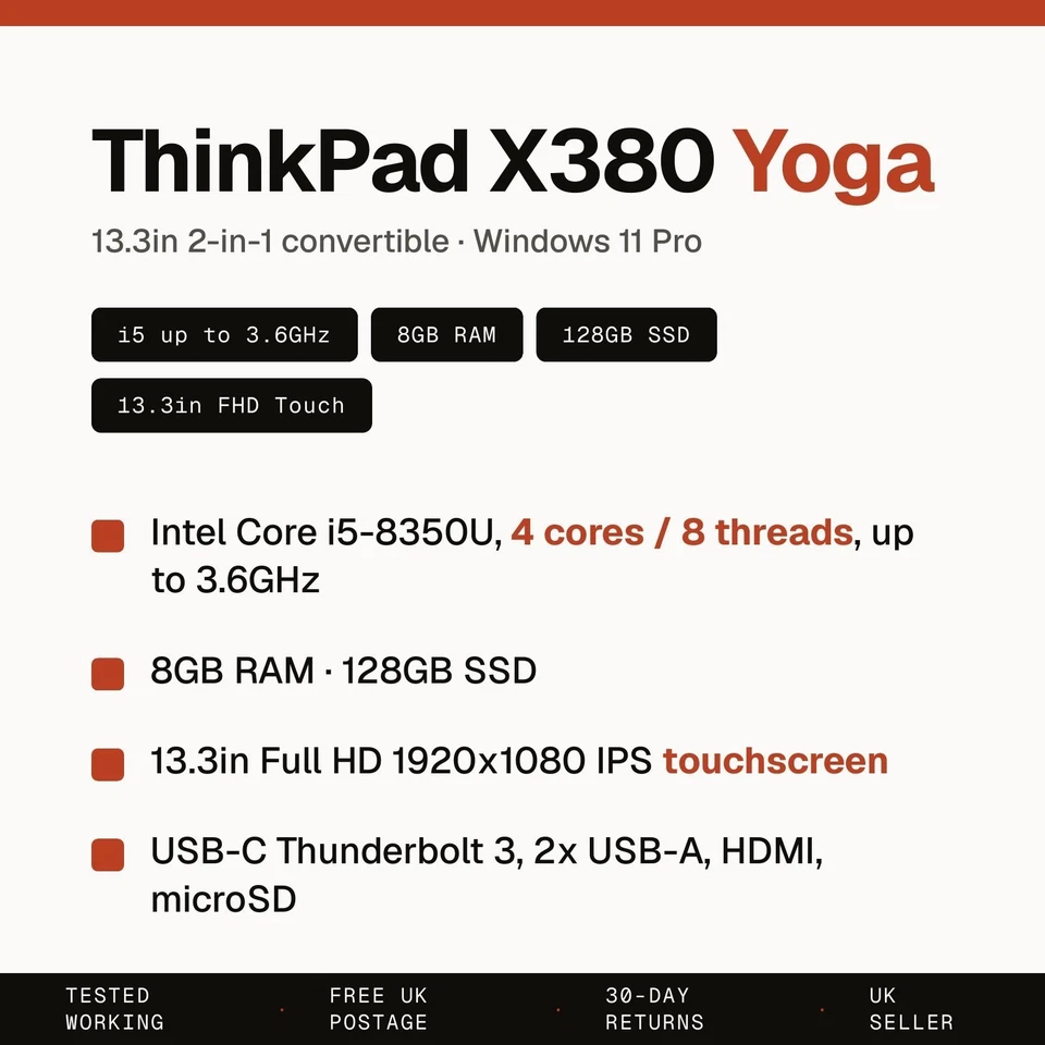 Lenovo ThinkPad X380 Yoga · i5-8350U · 8GB · 128GB, photo 2 of 5