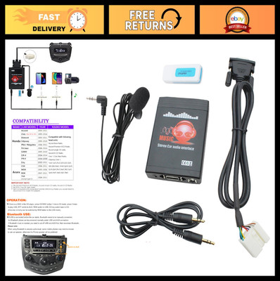 Bluetooth Car Kit, 3 in 1 Car Audio Input Adapter with AUX USB Bluetooth for Hon
