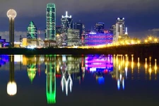 Downtown Dallas Texas Skyline Reflections Photo Art Print Poster 24x36 inch