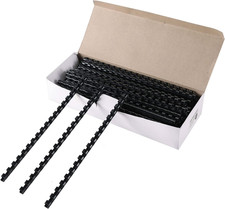 100 Pack 19-Ring Plastic Binding Spines 3/8" Dia, 55-Sheet | Black Comb Binding