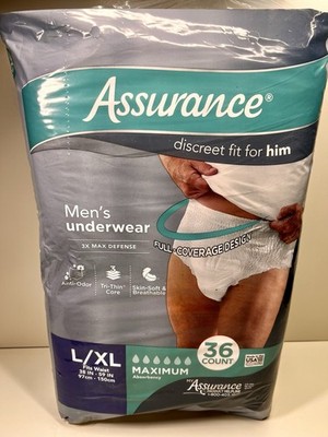 Assurance Men's Incontinence Underwear, L/XL , Maximum Absorbency (36 Count)