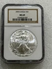 2003 + 2005 Silver Eagle NGC MS69 Brown Label ~ NO SPOTS ~ PRISTINE  (039/166)