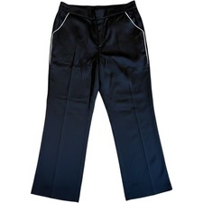 Simply Vera Vera Wang Women XXL Black Wide Leg Satin Trousers White Piping Trim