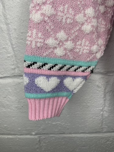 Panda Sweater Fairy Kei 80s Pastel Heart Kawaii Harajuku Adele Knitwear Lurex - Afbeelding 6 van 13