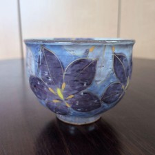 Japanese Matcha Tea Bowl Chawan Kyo-yaki bellflower Blue Toan