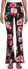 No Boundaries NWT Women's Junior's M Red Floral High Rise Flare Pants