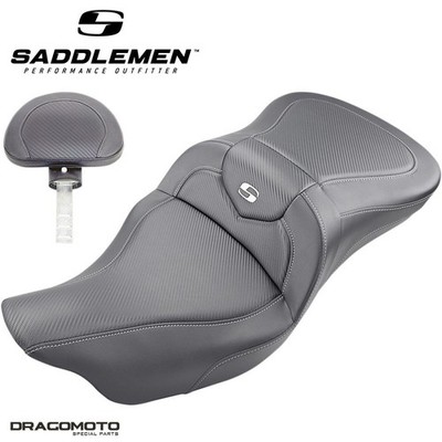 Seat Harley Touring Saddlemen Road Sofa 808-07B-186BR 2-Up Seat Black G...