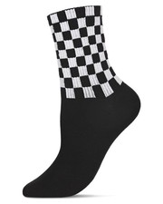 MeMoi Women's Athletic Checkered Cotton Blend Crew Sock White 9-11 9-11,