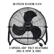 Inch Floor Fan with 3 Speed High Velocity Premium Metal Industrial Floor Fan