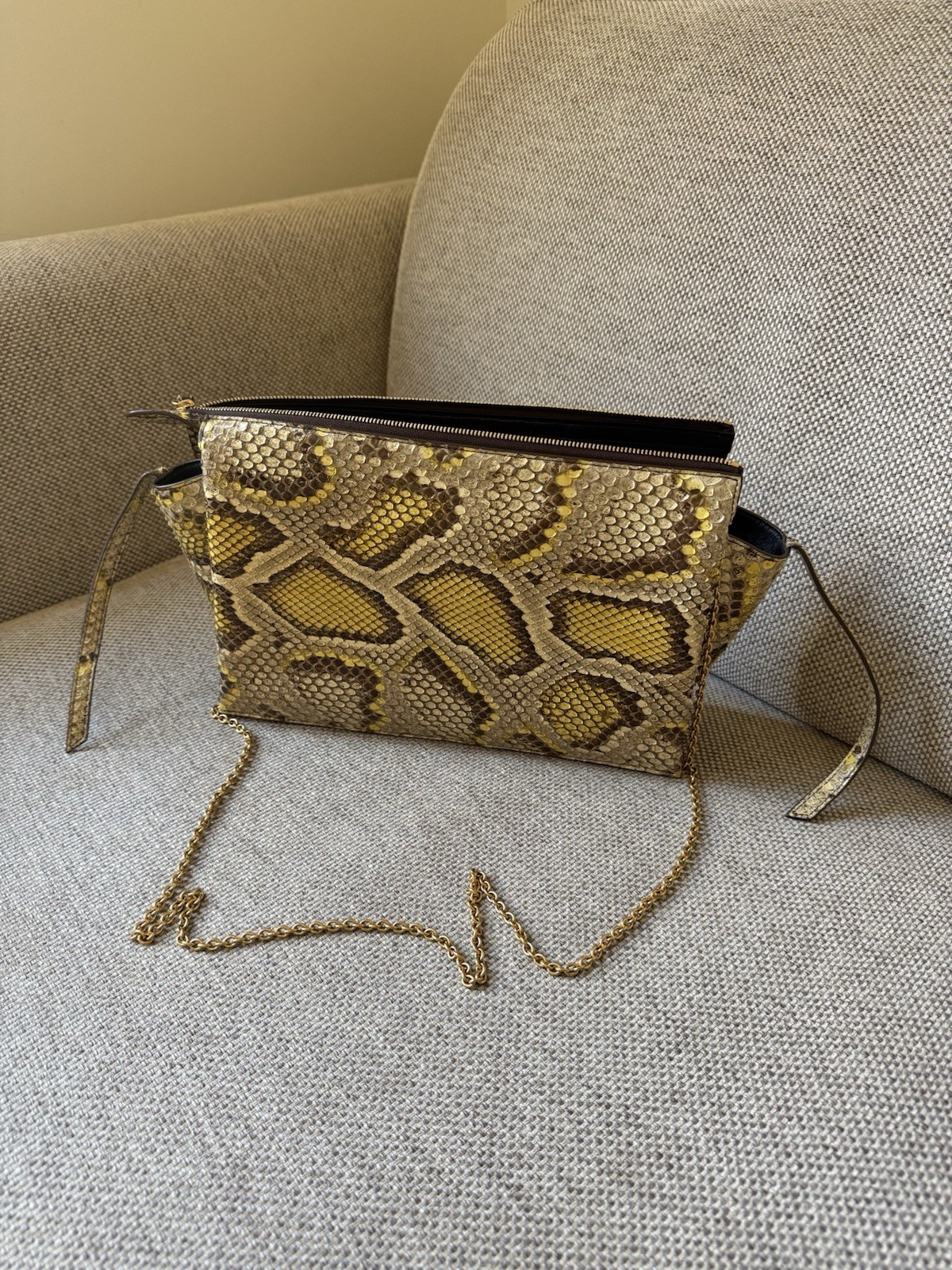 Céline Python Phoebe Philo Small Trifold Bag Gold… - image 1