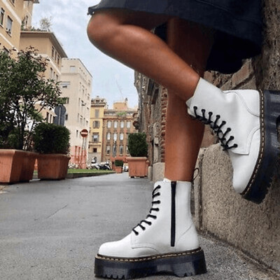Dr Doc Martens Jadon White Platform Chunky Y2K Boots Men s 7 Women s 8 Leather