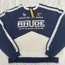 Rhude Champions Crewneck Sweatshirt Navy White Large 455 Authentic Guaranteed