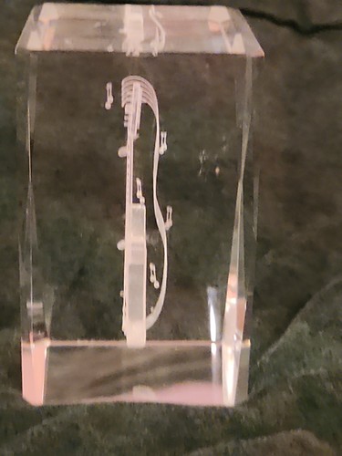 Fender Stratocaster Guitar Image Laser Etched Glass Paperweight  - Picture 4 of 8