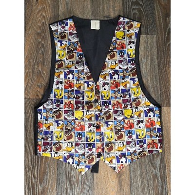 Vintage 1994 Looney Tunes Character Print Vest Mens SM Warner Bros 90s Cartoon