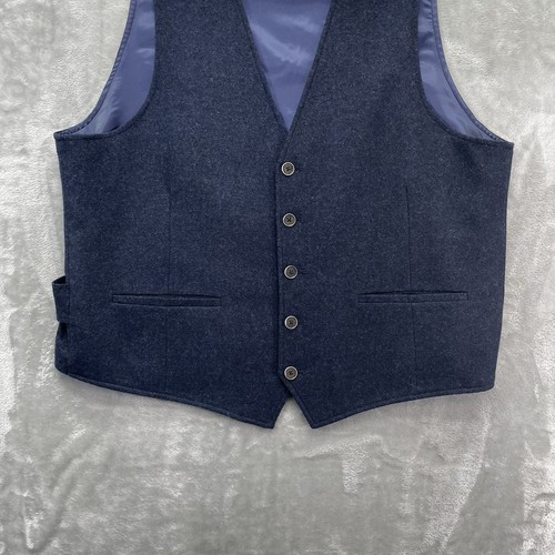 Johston & Murphy Suit Vest Mens XL Waistcoat 5 Button Casual wool blend blue - Picture 8 of 11
