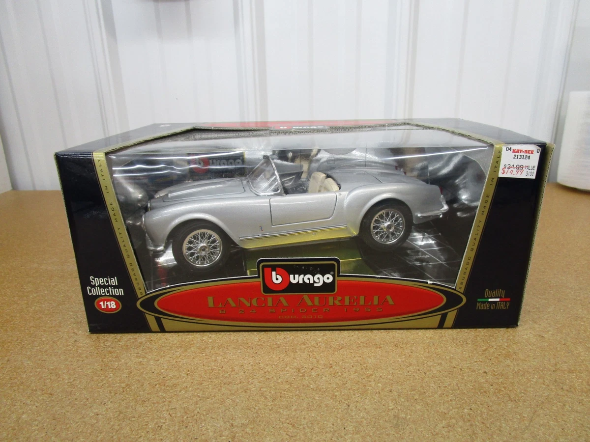 1955 Lancia Aurelia B 24 Spider 1/18 Burago silver convertible