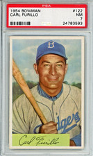 1954 Topps Carl Furillo baseball card, graded NM 7, #122 in the set Dodgers
