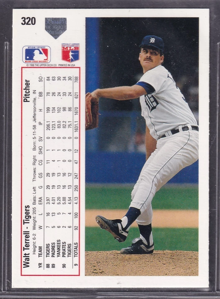 1991 UPPER DECK  WALT TERRELL DETROIT TIGER #320 BASEBALL CARD - Image 2 of 2