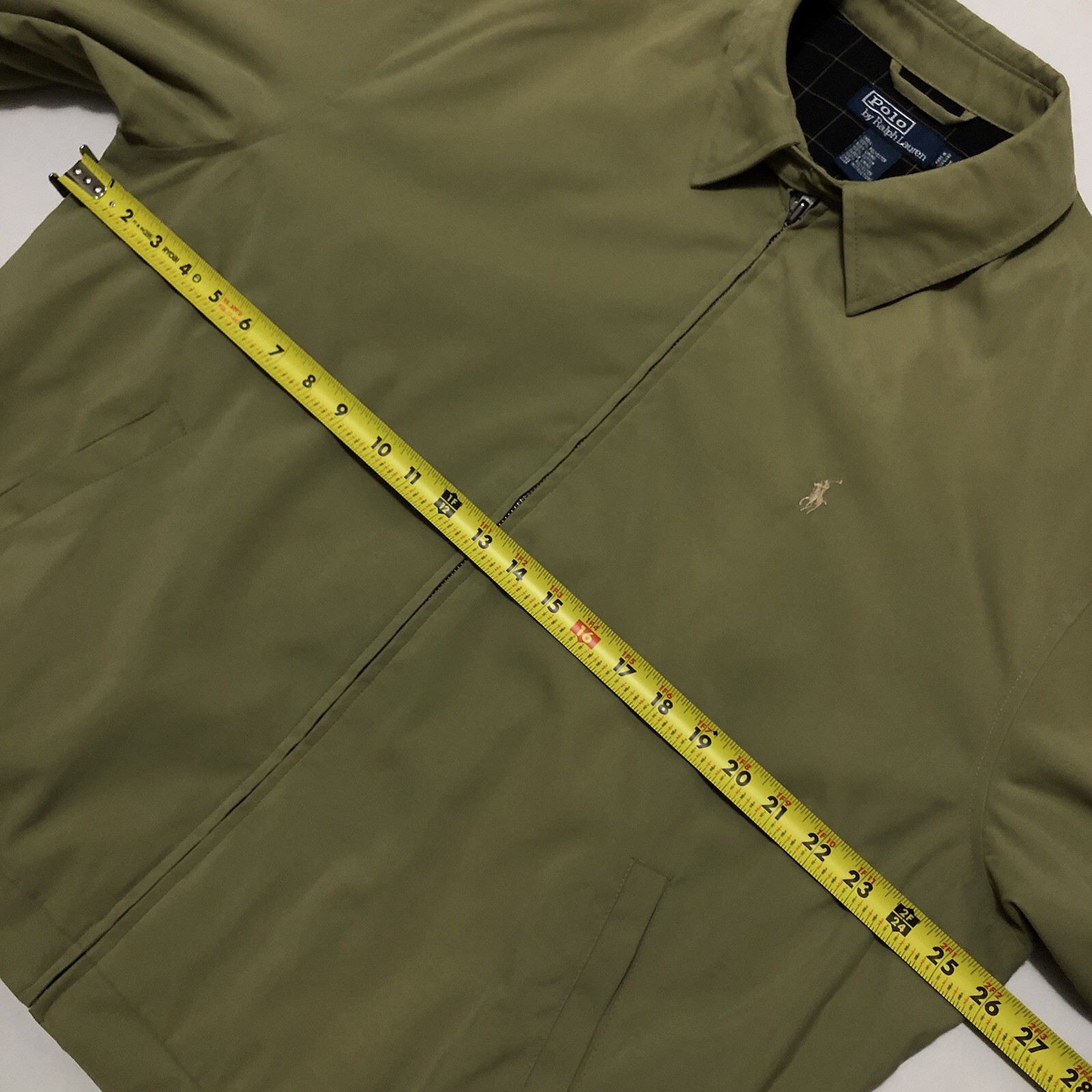 Vintage Polo Ralph Lauren Harrington Jacket Large Brown Chino Plaid Lined Zip Up