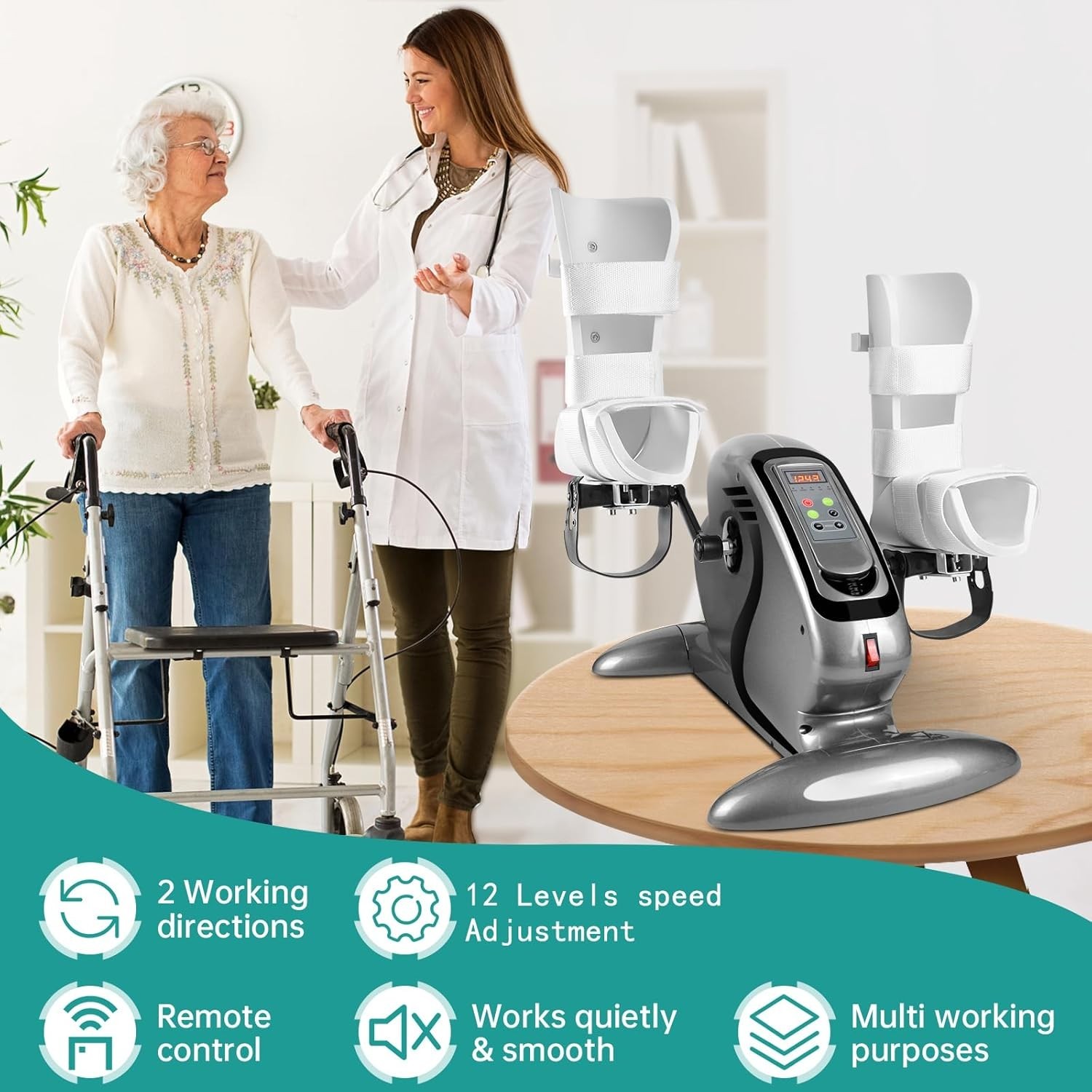 Motorized Pedal Exerciser, Electric Pedal Exerciser for Arm and Leg Low Impact E