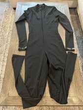 Mens Full Body Black Leotard Zentai Shiny Spandex Suit Bodysuit Medium