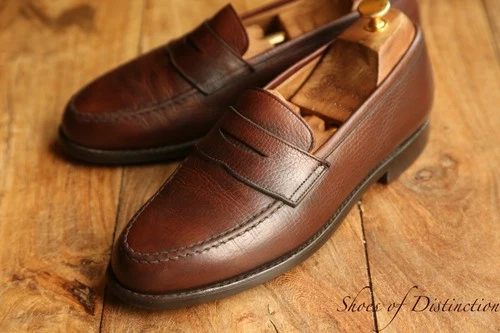 Crockett & Jones Boston Tan Leather Penny Shoes Loafers Mens UK 7.5 E US 8.5