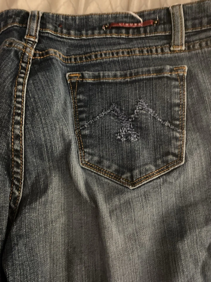 Pantalones de mezclilla VIGOSS, para mujer talla 17, azul, bolsillos de mezclilla, parte inferior recortada Y2K Foto 4 de 4