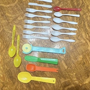 Baby Toddler Plastic Cutlery Set Mixed Lot Spoons Forks Knives Multicolor